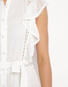 elsa.m by may Rochie Albă tip Cămașă Mini cu Volane și Centură Legată Divertire
