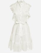 elsa.m by may Rochie Albă tip Cămașă Mini cu Volane și Centură Legată Divertire