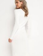 elsa.m by may Rochie Albă Tricotată Midi cu Decupaj și Legare Filila
