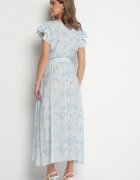 elsa.m by may Rochie Albastră de bumbac Asimetrică cu Volane cu Imprimeu Floral Jommea