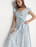 elsa.m by may Rochie Albastră de bumbac Asimetrică cu Volane cu Imprimeu Floral Jommea