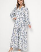 elsa.m by may Rochie albastră din bumbac cu croi evazat cu imprimeu floral Efadora