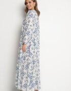 elsa.m by may Rochie albastră din bumbac cu croi evazat cu imprimeu floral Efadora
