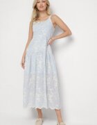 elsa.m by may Rochie Albastră din Viscoză și Bumbac cu Bretele în Stil Boho Florală cu Nasturi Eldexira