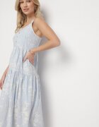 elsa.m by may Rochie Albastră din Viscoză și Bumbac cu Bretele în Stil Boho Florală cu Nasturi Eldexira