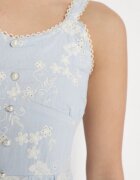 elsa.m by may Rochie Albastră din Viscoză și Bumbac cu Bretele în Stil Boho Florală cu Nasturi Eldexira