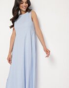 elsa.m by may Rochie Albastră Evazată din Bumbac și Viscoză Ornată cu Despicătură pe Picior Devirael