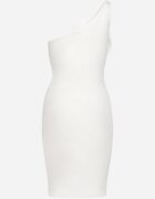elsa.m by may Rochie Asimetrică Albă cu Croială Ajustată cu Aplicație în Formă de Floare Deonara