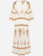 elsa.m by may Rochie Bej Boho cu Vâscoză cu Model Etnic cu Elastic Lat în Talie Efanielis