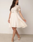 elsa.m by may Rochie Bej cu croială evazată cu dantelă pliuri și curea Bryne