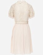 elsa.m by may Rochie Bej cu croială evazată cu dantelă pliuri și curea Bryne