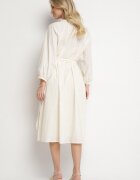 elsa.m by may Rochie bej de bumbac Boho cu broderie și curea legată Gonisea