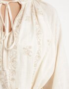 elsa.m by may Rochie bej de bumbac Boho cu broderie și curea legată Gonisea