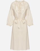 elsa.m by may Rochie bej de bumbac Boho cu broderie și curea legată Gonisea