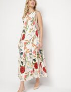 elsa.m by may Rochie Bej de Bumbac cu Croială Cloș cu Imprimeu Floral Iladris