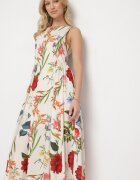 elsa.m by may Rochie Bej de Bumbac cu Croială Cloș cu Imprimeu Floral Iladris