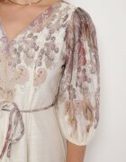 elsa.m by may Rochie Bej deschis din Vâscoză cu Croi Evazat cu Cordon în Talie Redaeva