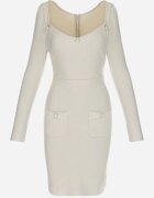 elsa.m by may Rochie bej deschis mulată cu perle și mânecă lungă Juhisa