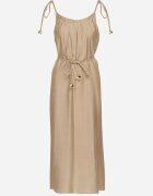 elsa.m by may Rochie Bej din Viscoză cu Bretele Legate cu Curea Împletită Mirazelia