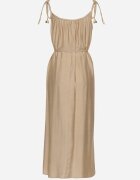 elsa.m by may Rochie Bej din Viscoză cu Bretele Legate cu Curea Împletită Mirazelia