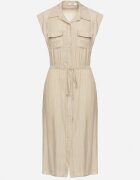 elsa.m by may Rochie bej din viscoză cu croială tip cămașă cu cordon în talie Mareviana