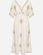 elsa.m by may Rochie Bej din Viscoză cu In cu Croială Plic cu Legătură și Broderie Desarose