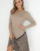 elsa.m by may Rochie bej din viscoză cu tiv plisat Vallzore