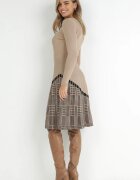 elsa.m by may Rochie bej din viscoză cu tiv plisat Vallzore
