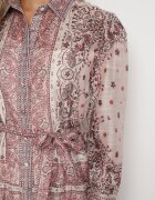 elsa.m by may Rochie bej evazată stil cămașă cu adaos de bumbac și curea Merilisse