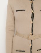 elsa.m by may Rochie Bej Tricotată cu viscoză Decorată cu inserții metalice și curea Caledi