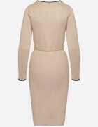 elsa.m by may Rochie Bej Tricotată cu viscoză Decorată cu inserții metalice și curea Caledi