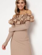 elsa.m by may Rochie Bejă Spaniolă Mini cu Volane Xerxeni