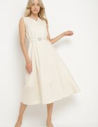 elsa.m by may Rochie beż deschis evazată cu viscoză cu o curea suplimentară cu cataramă Seliora