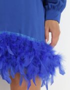 elsa.m by may Rochie bleumarin din satin cu pene la tiv Zaitena