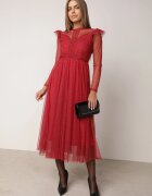 elsa.m by may Rochie Bordo cu Dantelă și Tul Nemila