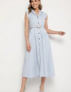 elsa.m by may Rochie Cămașă Albastră Decorată cu Curea Devikka