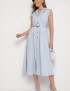 elsa.m by may Rochie Cămașă Albastră Decorată cu Curea Devikka