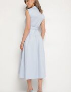 elsa.m by may Rochie Cămașă Albastră Decorată cu Curea Devikka