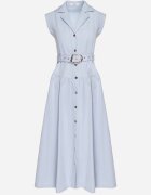 elsa.m by may Rochie Cămașă Albastră Decorată cu Curea Devikka
