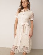 elsa.m by may Rochie cămașă Bej deschis Cu dantelă Cu cordon Ariata