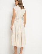 elsa.m by may Rochie cămașă Bej din Viscoză cu Bumbac Ornată cu Cordon Rivebia