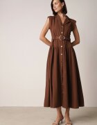 elsa.m by may Rochie Cămașă Maro Fără Mâneci Decorată cu curea cu Cataramă Phalixia