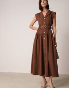 elsa.m by may Rochie Cămașă Maro Fără Mâneci Decorată cu curea cu Cataramă Phalixia