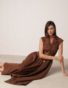 elsa.m by may Rochie Cămașă Maro Fără Mâneci Decorată cu curea cu Cataramă Phalixia