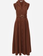 elsa.m by may Rochie Cămașă Maro Fără Mâneci Decorată cu curea cu Cataramă Phalixia