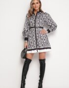 elsa.m by may Rochie Cămașă Mini Alb-Negru cu croială cloș cu curea Amburia