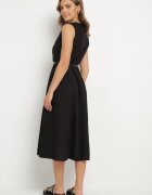 elsa.m by may Rochie cămașă Neagră din Viscoză cu Bumbac Ornată cu curea Rivebia