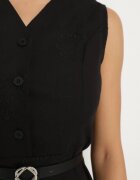elsa.m by may Rochie cămașă Neagră din Viscoză cu Bumbac Ornată cu curea Rivebia