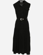 elsa.m by may Rochie cămașă Neagră din Viscoză cu Bumbac Ornată cu curea Rivebia