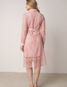 elsa.m by may Rochie Cloș Cămăișă Roz Midi cu curea și dantelă decorativă și nasturi Casuva